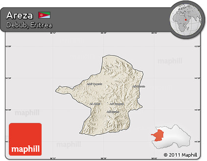 Shaded Relief Map of Areza, cropped outside