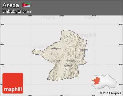 Shaded Relief Map of Areza, cropped outside