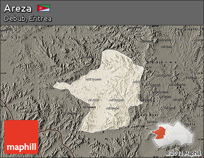 Shaded Relief Map of Areza, darken