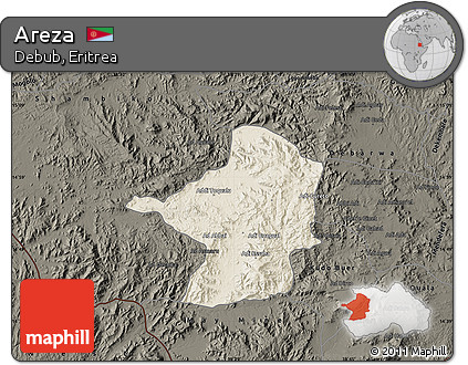 Shaded Relief Map of Areza, darken