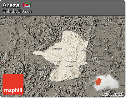 Shaded Relief Map of Areza, darken