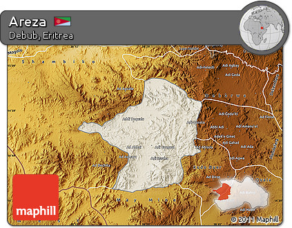 Shaded Relief Map of Areza, physical outside