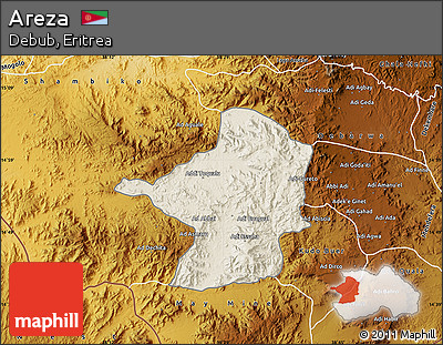 Shaded Relief Map of Areza, physical outside