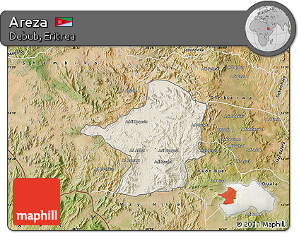 Shaded Relief Map of Areza, satellite outside
