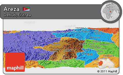 Physical Panoramic Map of Areza, political outside