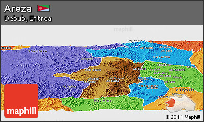 Physical Panoramic Map of Areza, political outside