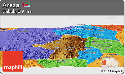 Physical Panoramic Map of Areza, political outside