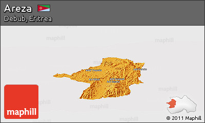 Political Panoramic Map of Areza, cropped outside