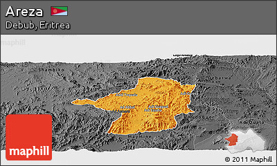 Political Panoramic Map of Areza, darken, desaturated