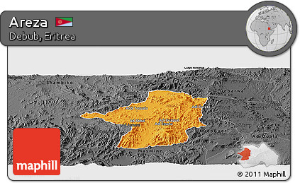 Political Panoramic Map of Areza, darken, desaturated