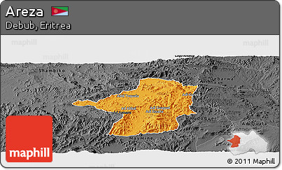 Political Panoramic Map of Areza, darken, desaturated