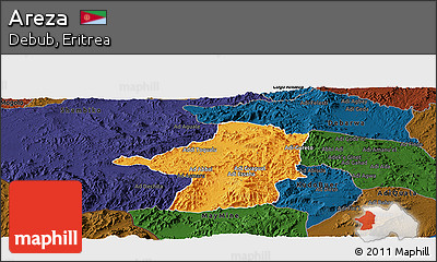 Political Panoramic Map of Areza, darken