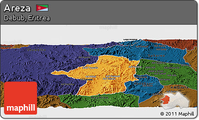 Political Panoramic Map of Areza, darken