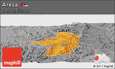 Political Panoramic Map of Areza, desaturated