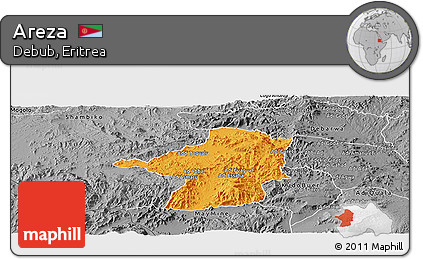 Political Panoramic Map of Areza, desaturated