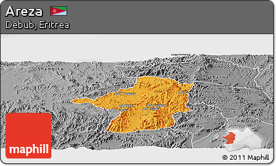 Political Panoramic Map of Areza, desaturated