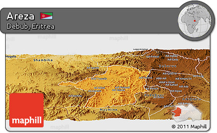 Political Panoramic Map of Areza, physical outside