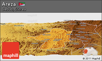 Political Panoramic Map of Areza, physical outside