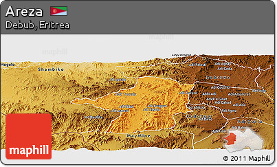 Political Panoramic Map of Areza, physical outside