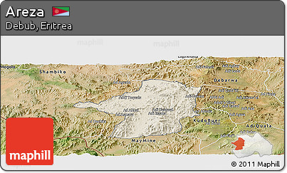 Shaded Relief Panoramic Map of Areza, satellite outside
