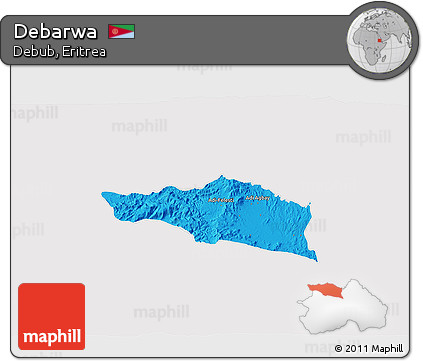 Political 3D Map of Debarwa, cropped outside