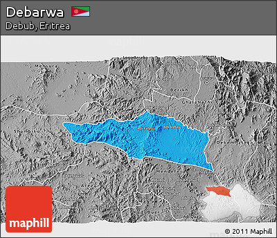 Political 3D Map of Debarwa, desaturated