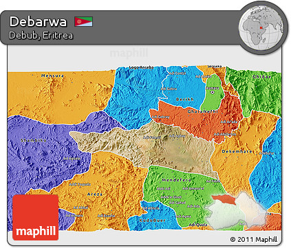 Satellite 3D Map of Debarwa, political outside
