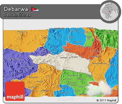 Shaded Relief 3D Map of Debarwa, political outside