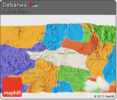 Shaded Relief 3D Map of Debarwa, political outside