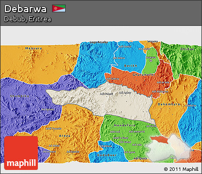 Shaded Relief 3D Map of Debarwa, political outside