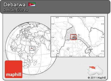 Blank Location Map of Debarwa, highlighted country, highlighted parent region, within the entire country