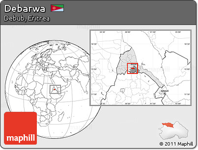 Blank Location Map of Debarwa, highlighted country, highlighted parent region, within the entire country