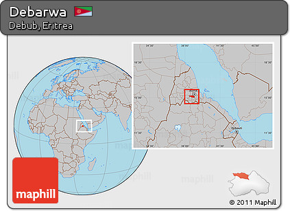 Gray Location Map of Debarwa, within the entire country