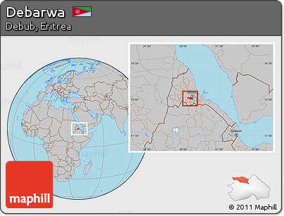 Gray Location Map of Debarwa, within the entire country