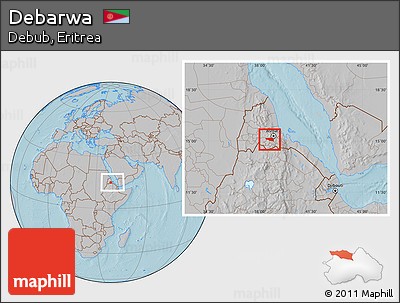 Gray Location Map of Debarwa, within the entire country, hill shading