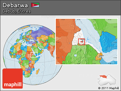 Political Location Map of Debarwa, highlighted country, within the entire country