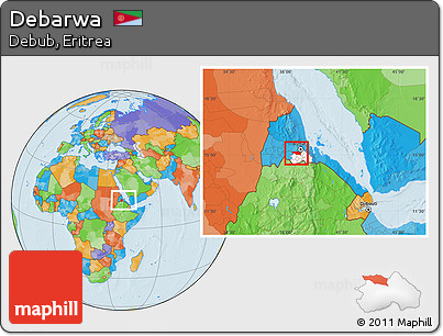 Political Location Map of Debarwa, highlighted parent region, within the entire country