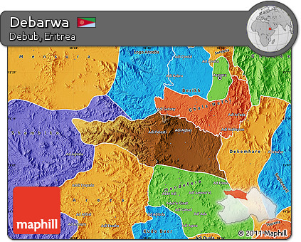 Physical Map of Debarwa, political outside