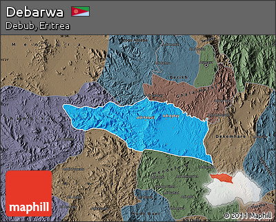 Political Map of Debarwa, darken, semi-desaturated