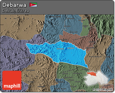Political Map of Debarwa, darken, semi-desaturated