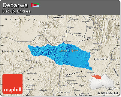 Political Map of Debarwa, shaded relief outside