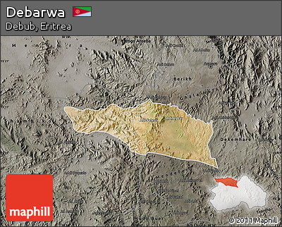 Satellite Map of Debarwa, darken, semi-desaturated