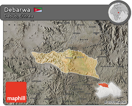 Satellite Map of Debarwa, darken, semi-desaturated