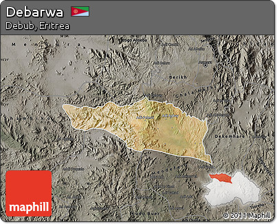 Satellite Map of Debarwa, darken, semi-desaturated