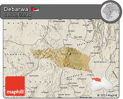 Satellite Map of Debarwa, shaded relief outside