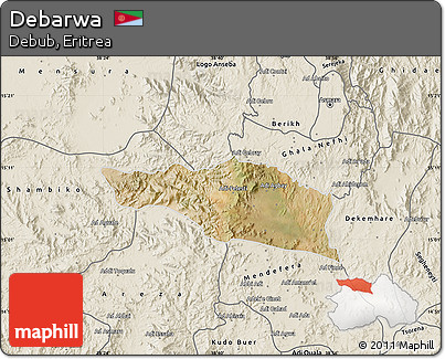 Satellite Map of Debarwa, shaded relief outside