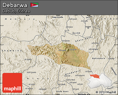 Satellite Map of Debarwa, shaded relief outside