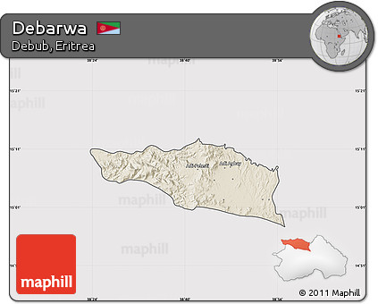 Shaded Relief Map of Debarwa, cropped outside