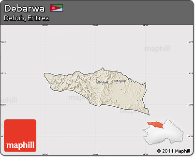 Shaded Relief Map of Debarwa, cropped outside