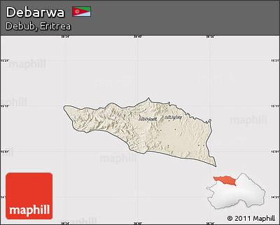 Shaded Relief Map of Debarwa, cropped outside